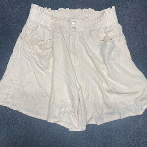 Cream Paperbag Waist Shorts